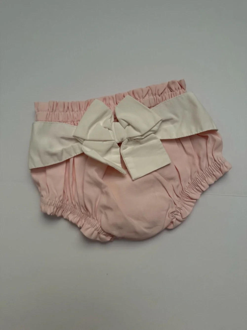 Mud Pie Pale Pink Diaper Cover with White Bow 3-6M